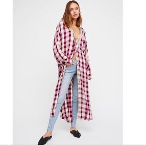Free people purple plaid duster